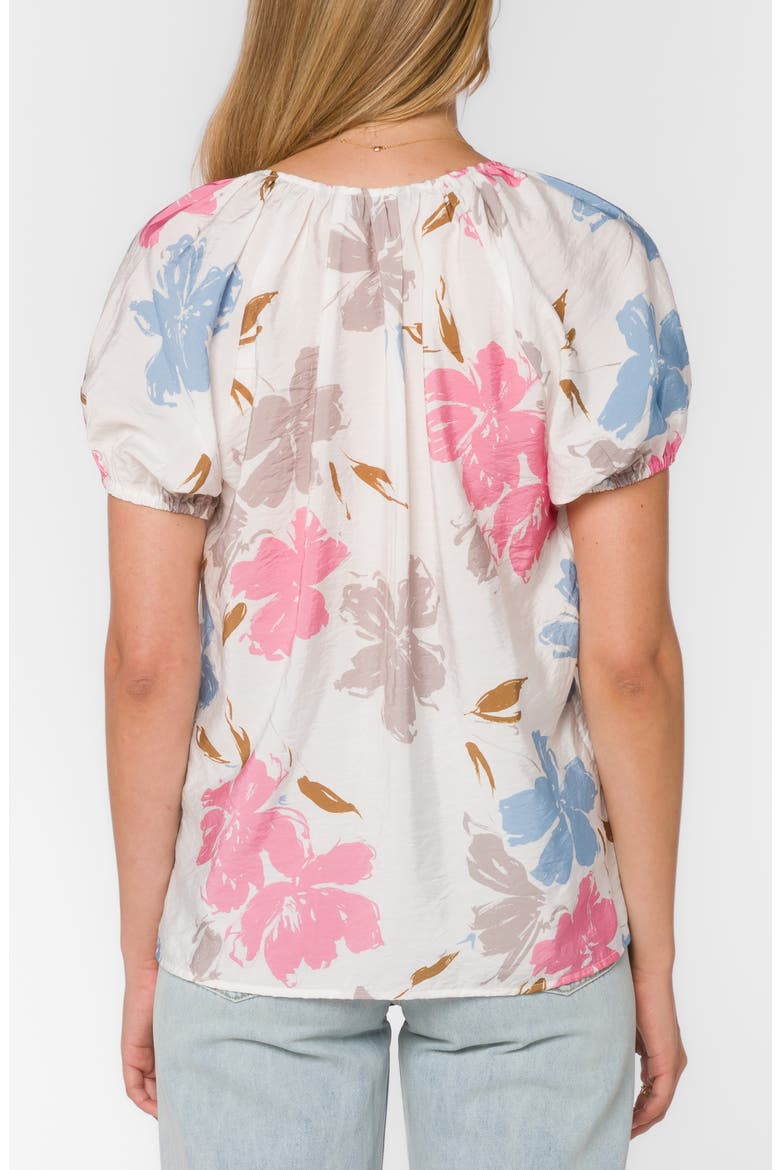 Katelyn Tie Front Puff Sleeve Top, Alternate, color, FLORAL SPLASH