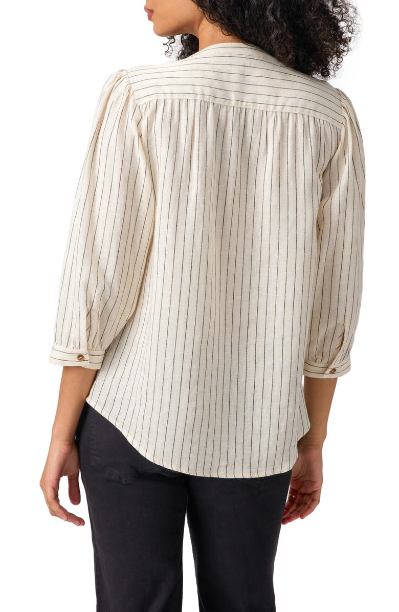 Sanctuary Stripe Linen Blend Button-Up Shirt, Alternate, color,
