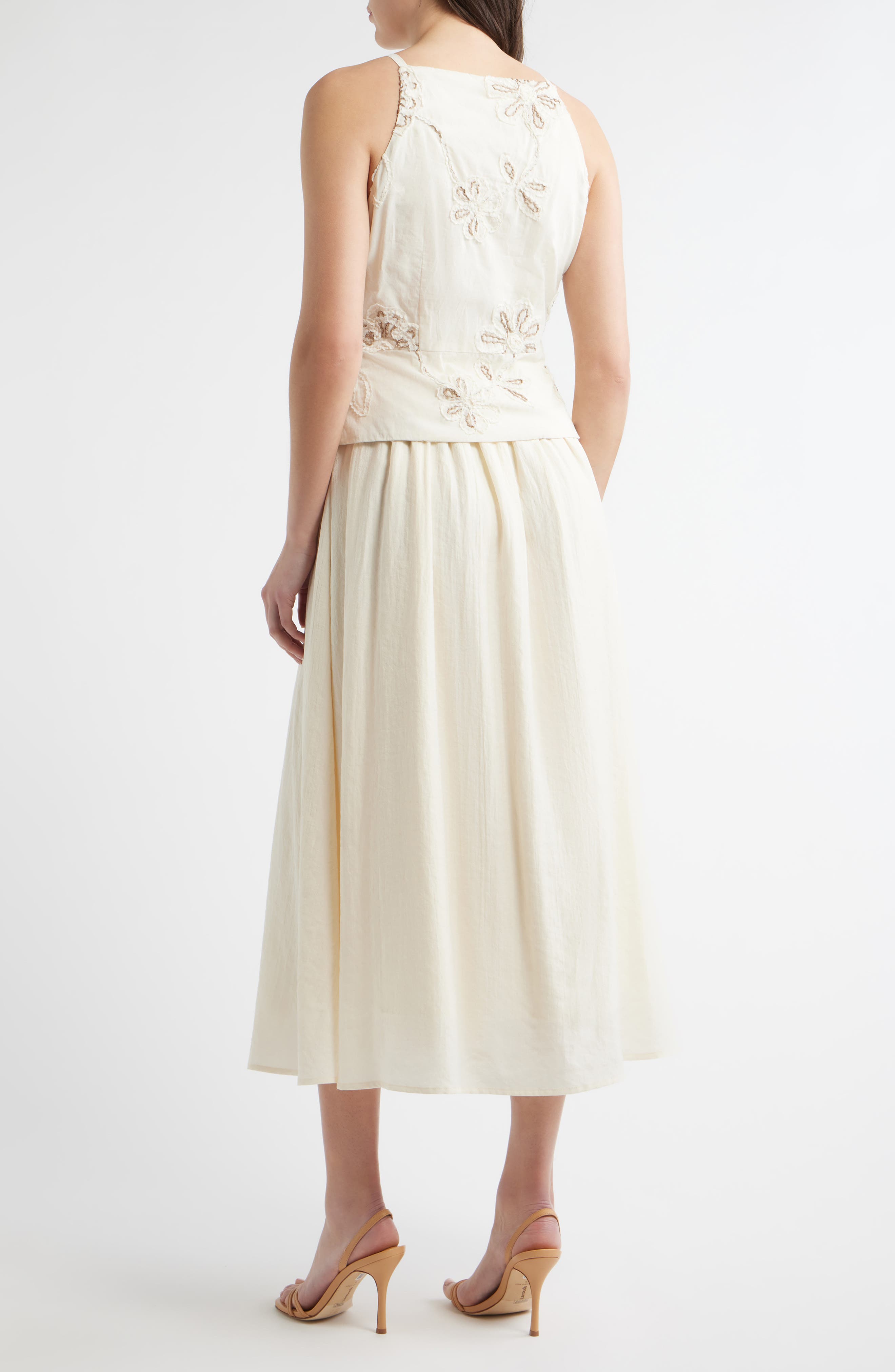 Embroidered Detail Cotton Blend Twofer Dress - image 2