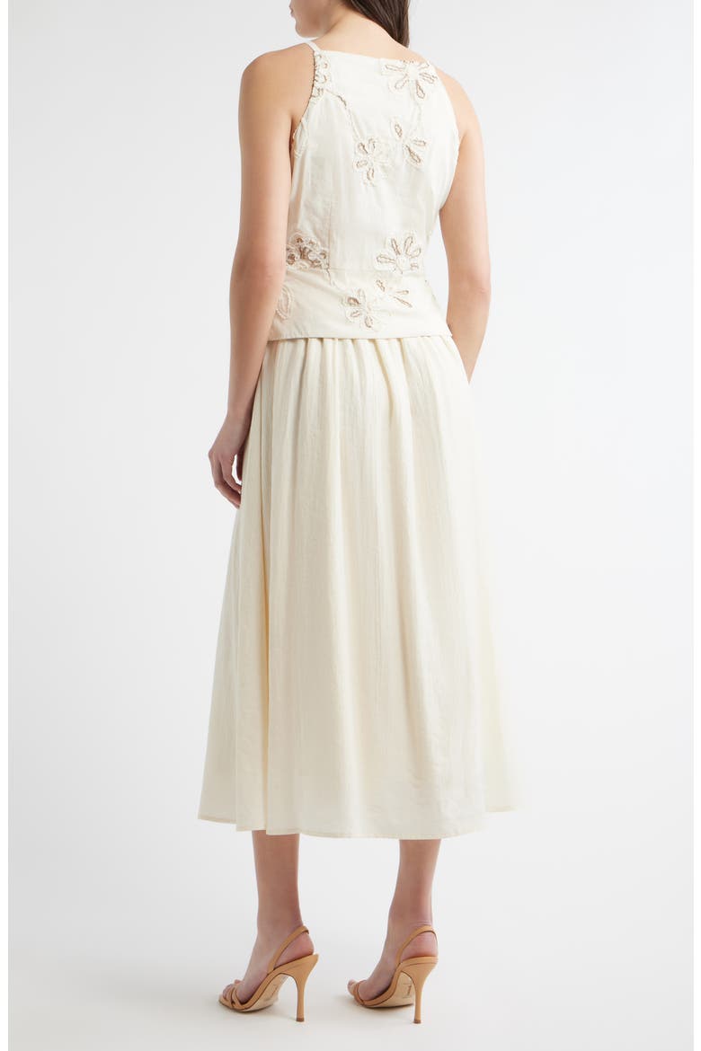 Embroidered Detail Cotton Blend Twofer Dress, Alternate, color, CREAM