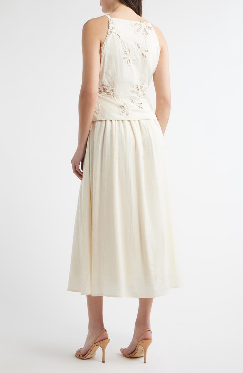 ZOE AND CLAIRE Embroidered Detail Cotton Blend Twofer Dress, Alternate, color, Cream