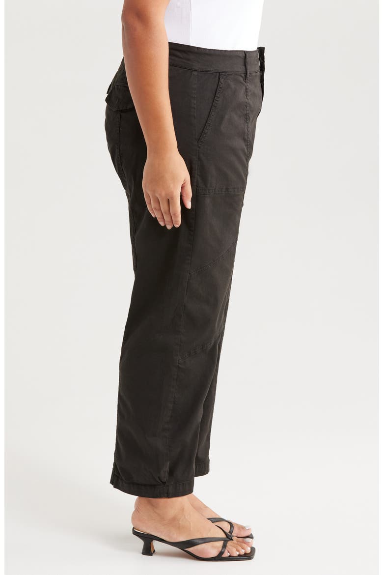 Sahara Tapered Stretch Cotton Utility Pants, Alternate, color, BLACK