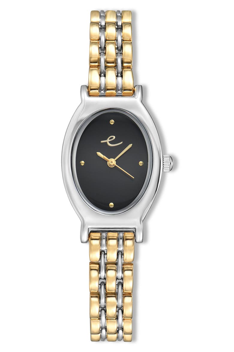 Classic Oval Dial Two-Tone Bracelet Watch, Main, color, BLACK AND MIXED METAL