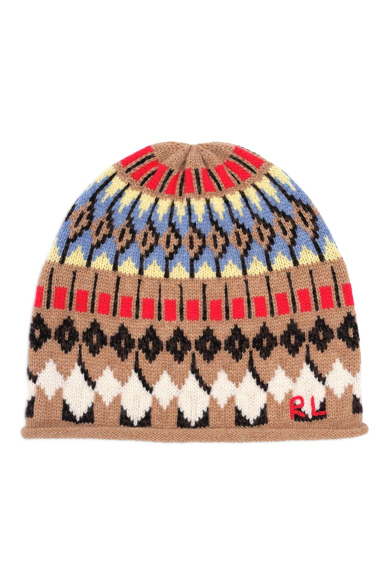 Chunky Fair Isle Beanie, Main, color, CAMEL