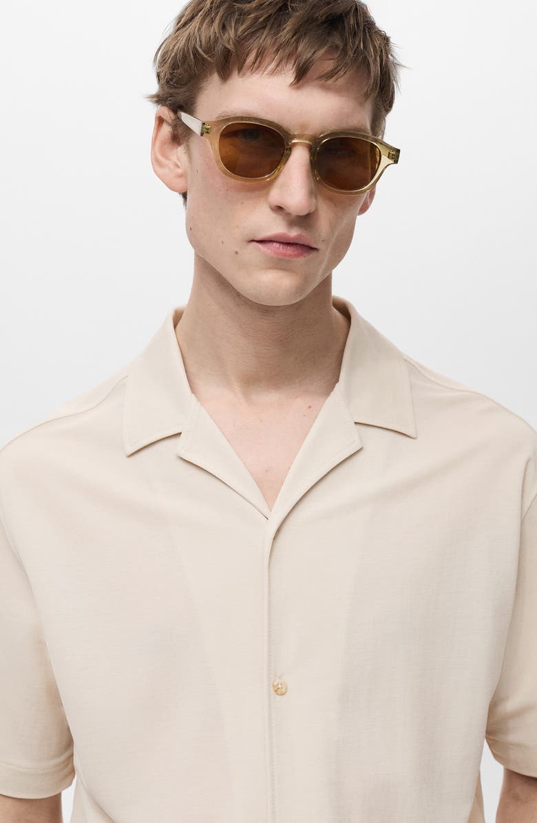 MANGO Notched Collar Button-Up Shirt, Alternate, color, 