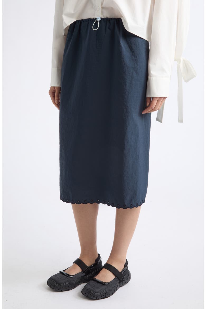 Cbbria Embroidered Taffeta Midi Skirt, Alternate, color, NAVY