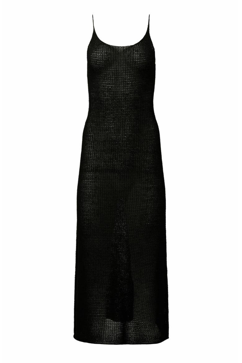 Textured Linen Sweater Scoop Maxi Dress, Alternate, color, BLACK