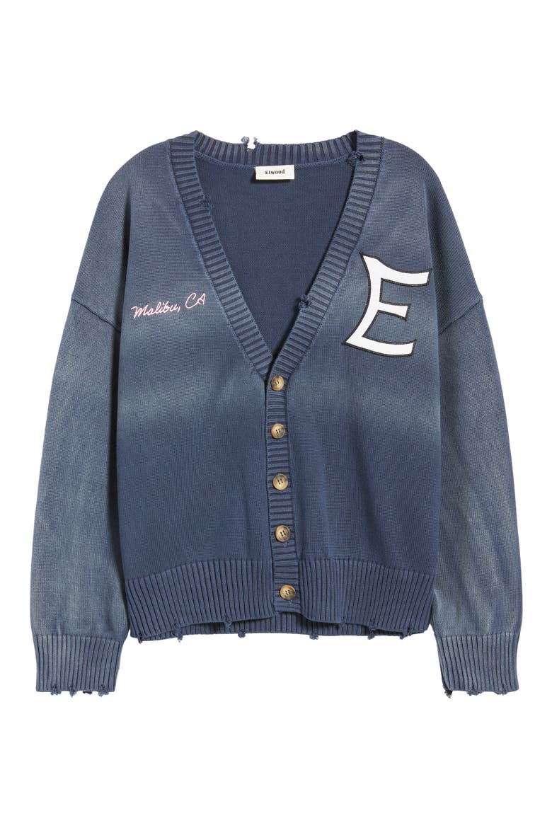 4th Year Distressed Cardigan, Alternate, color, MIDNIGHT