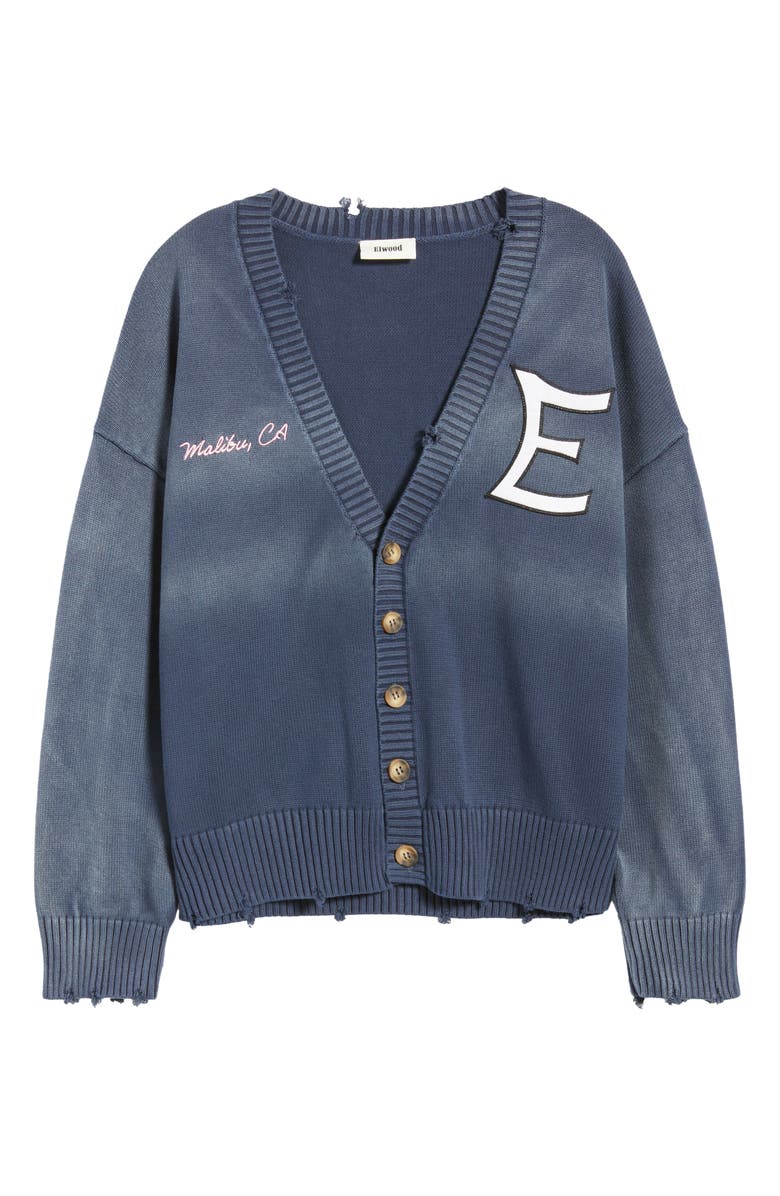 Elwood 4th Year Distressed Cardigan, Alternate, color, Midnight