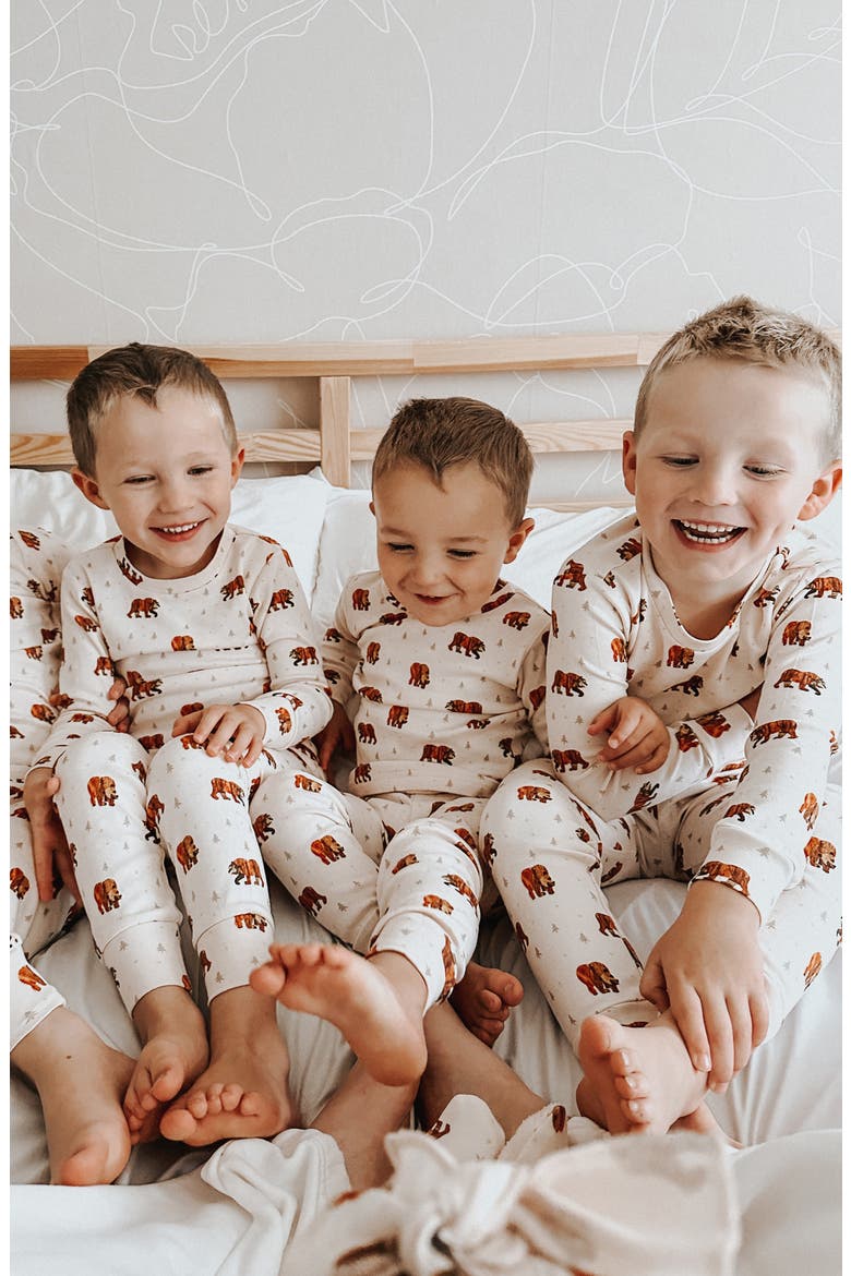 x 'The Very Hungry Caterpillar™' Fitted Organic Cotton Two-Piece Pajamas, Alternate, color, BROWN BEAR