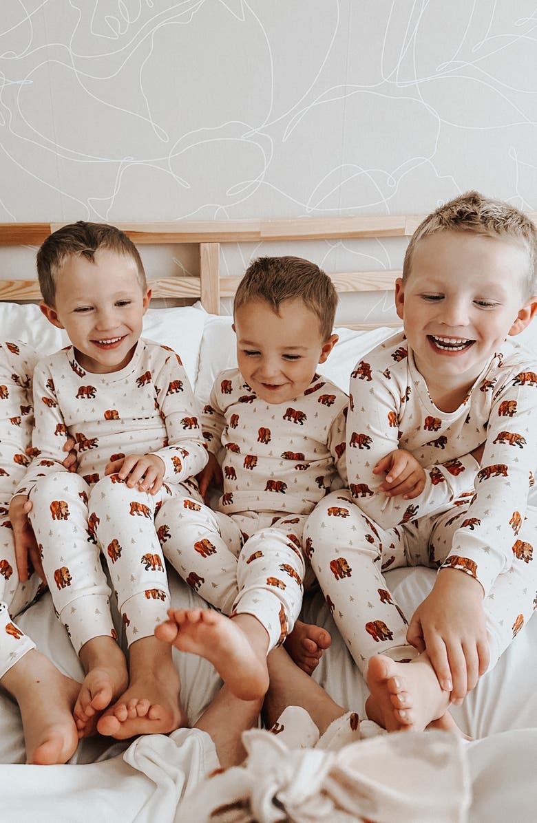 L'ovedbaby x 'The Very Hungry Caterpillar<sup>™</sup>' Fitted Organic Cotton Two-Piece Pajamas, Alternate, color, Brown Bear