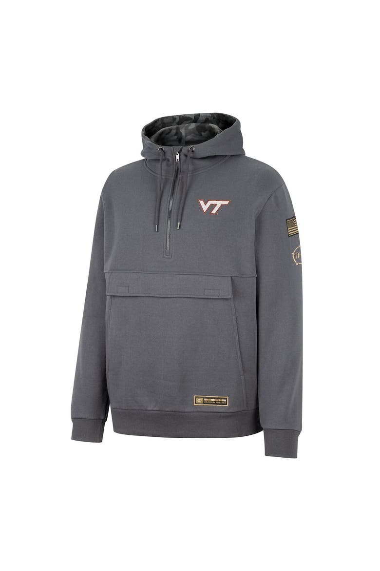 Men's Colosseum Charcoal Virginia Tech Hokies OHT Military Appreciation Quarter-Zip Hoodie, Alternate, color, Charcoal