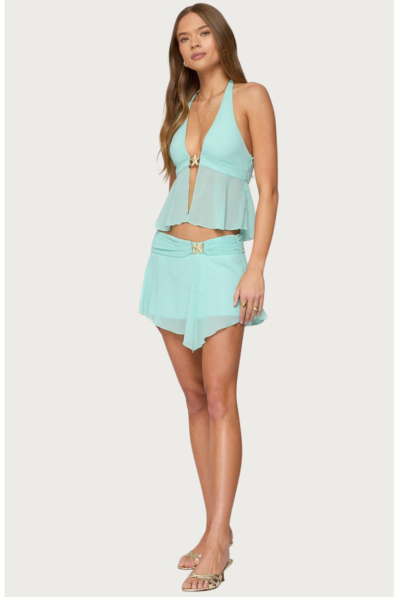 Sea Star Chiffon Miniskirt, Alternate, color, TURQUOISE