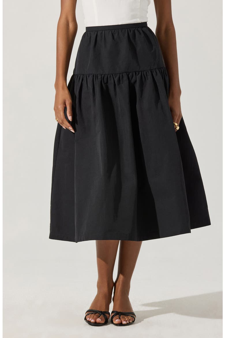 Drop Waist Cotton Blend Skirt, Main, color, BLACK