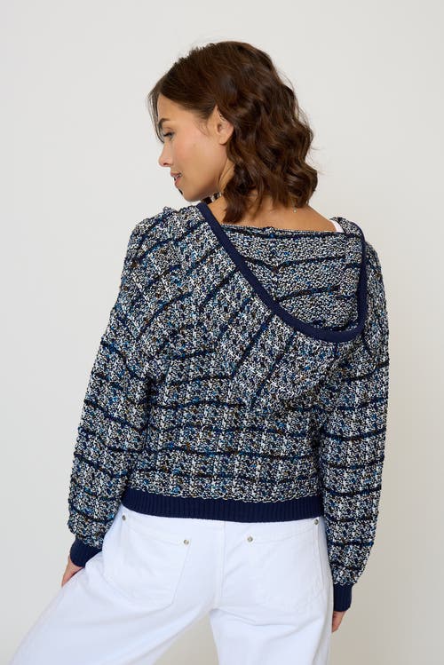 Central Park West Dylan Tweed Sweater Shrunken Jacket In Blue