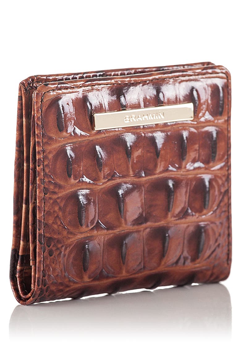 Jane Croc Embossed Leather Wallet, Alternate, color, PECAN