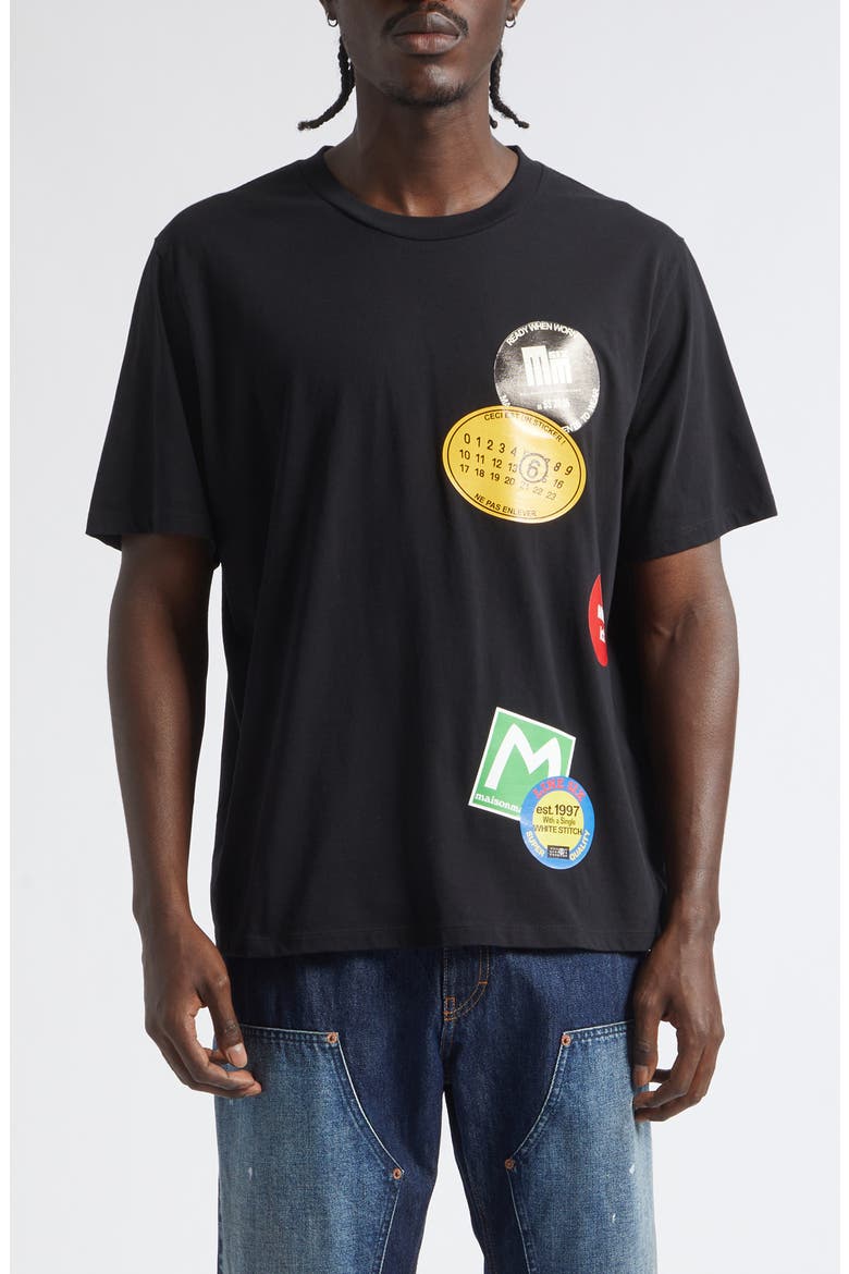 Souvenir Sticker Cotton Graphic T-Shirt, Main, color, BLACK