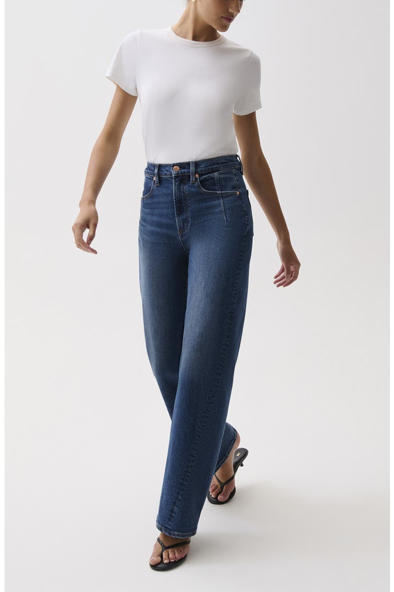 Kyra High Waist Petite Wide Leg Jeans, Alternate, color, INKWELL