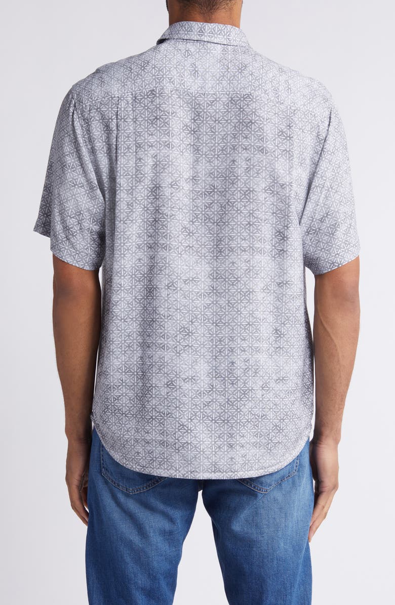 Tommy Bahama Veracruz Cay Rio Geo Short Sleeve Button-Up Shirt, Alternate, color, Storm Gray