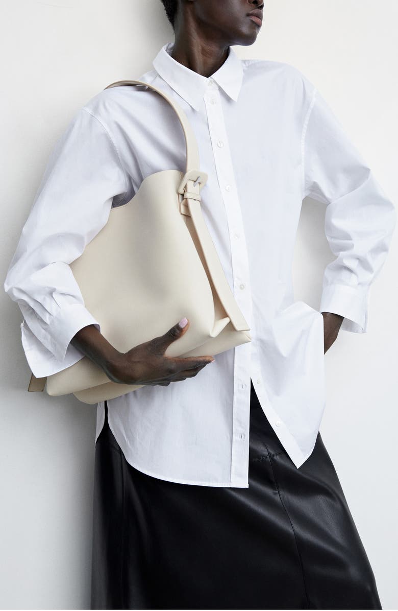 MANGO Oversize Long Sleeve Cotton Button-Up Shirt, Alternate, color,