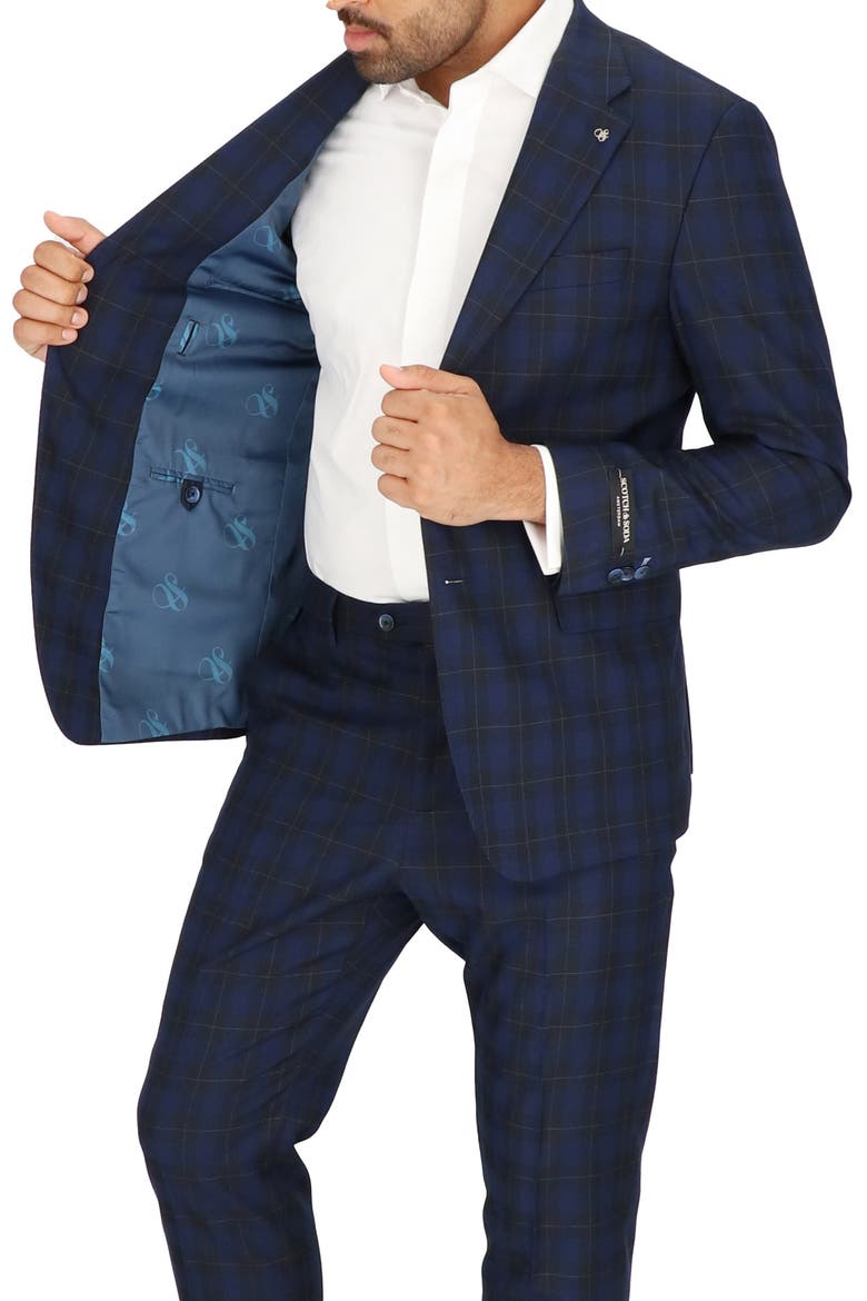 Modern Fit Navy Plaid Two-Piece Suit, Alternate, color, NAVY PLAID