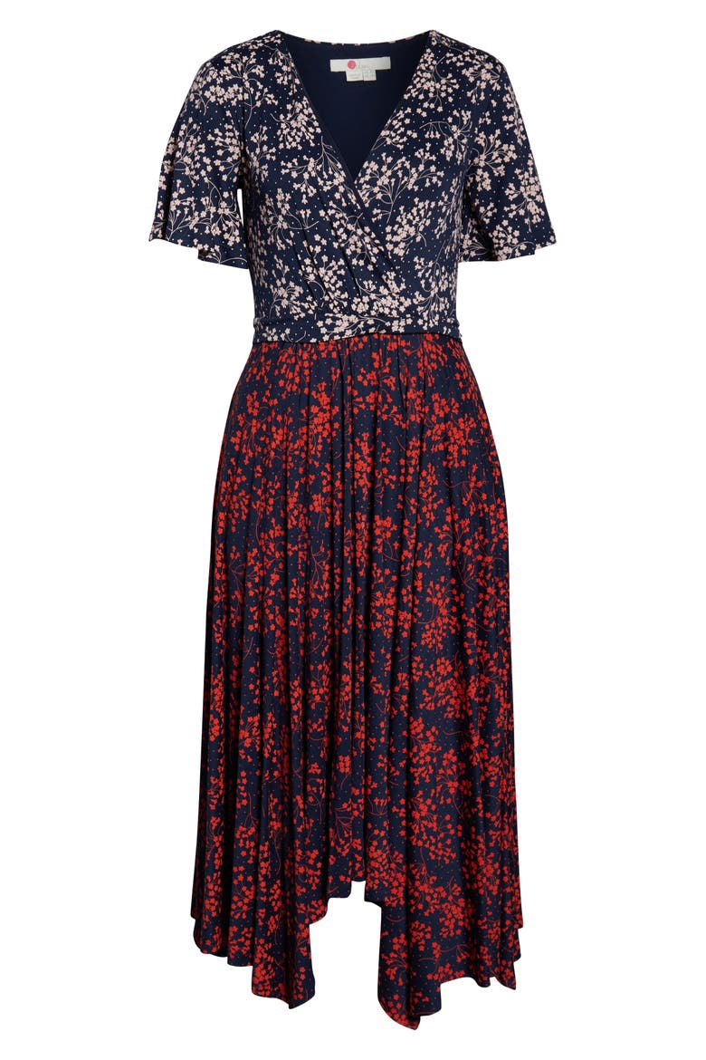 Heather Jersey Midi Dress, Alternate, color, NAVY FLORAL BLOOM