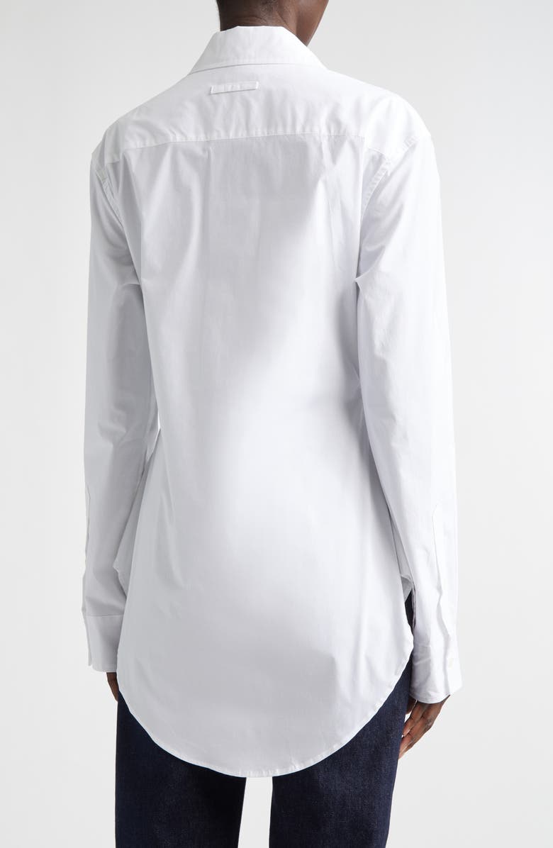 Jean Paul Gaultier Scanned Bra Trompe l'Oeil Stretch Poplin Button-Up Shirt, Alternate, color, White/ Blue Grey