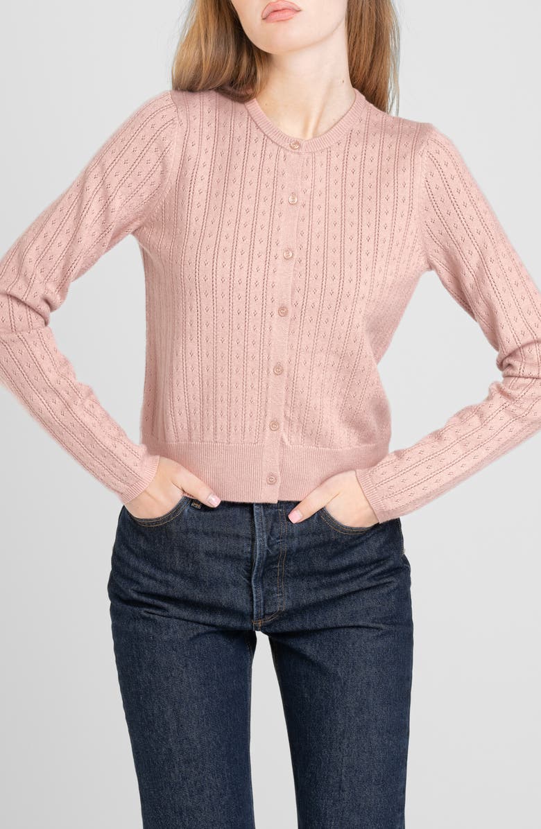 WAYF Sandy Pointelle Cardigan, Main, color, Pink