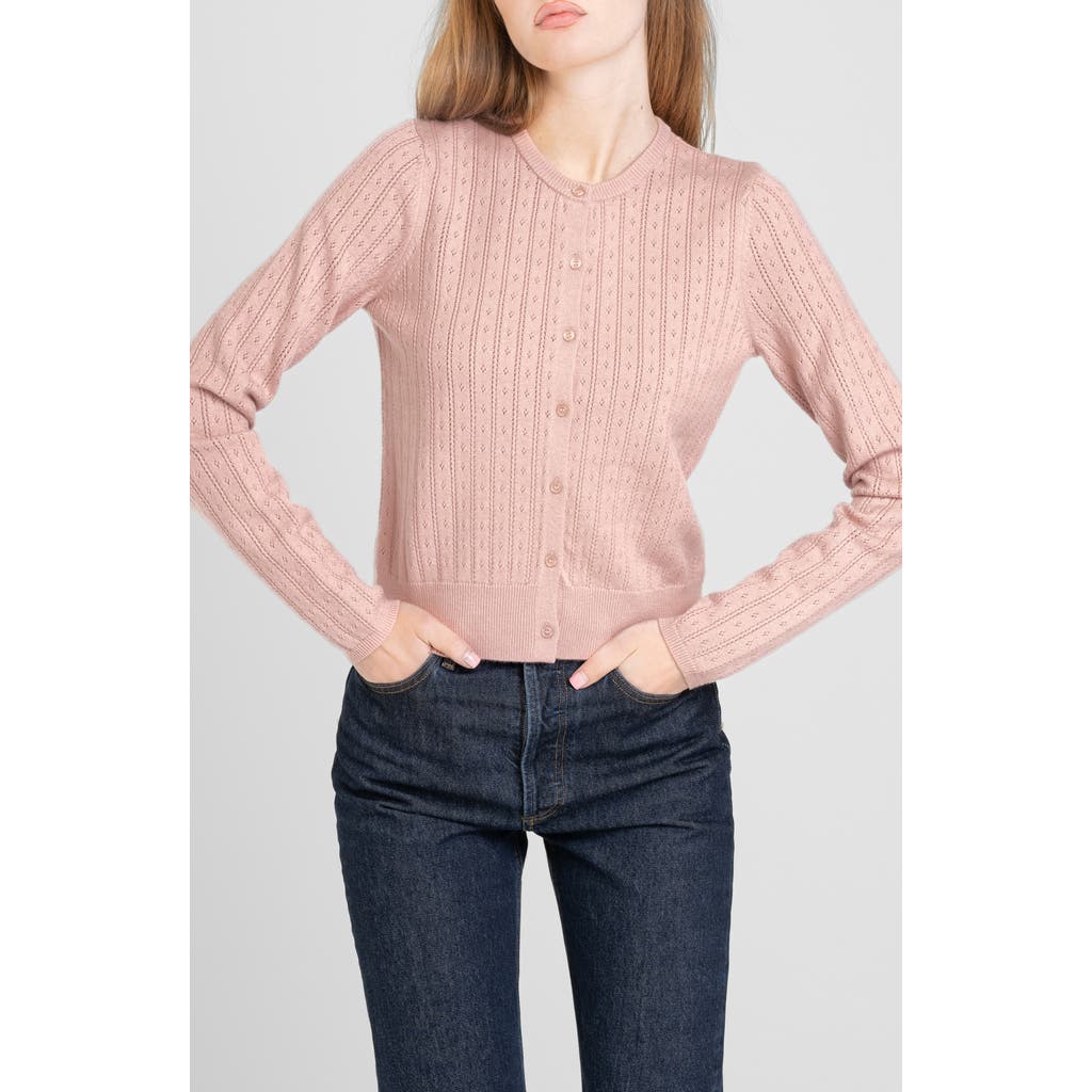 Wayf Sandy Pointelle Cardigan In Pink