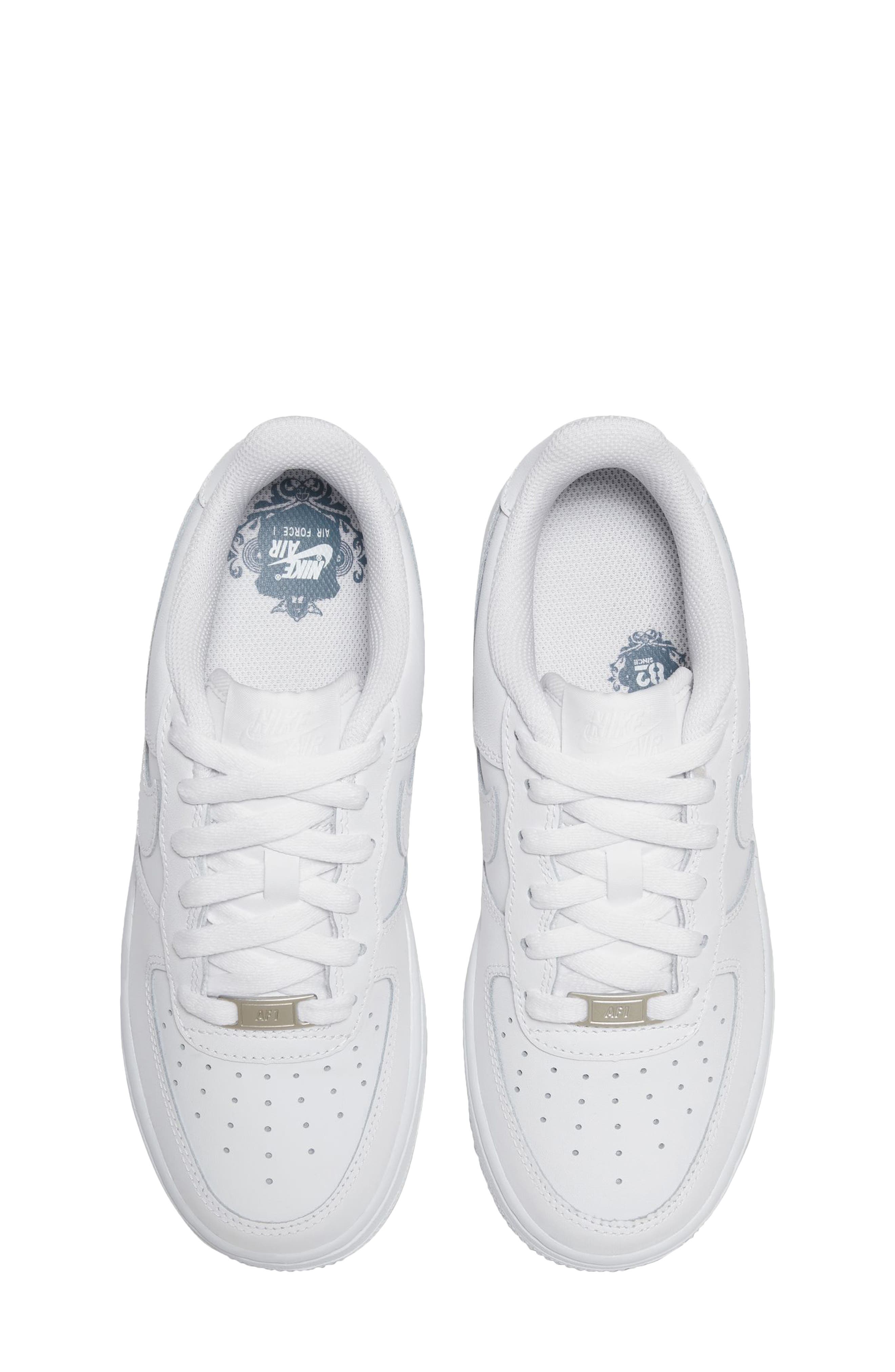 Nike Kids' Air Force 1 Sneaker, Alternate, color, 100 White/White/White/White