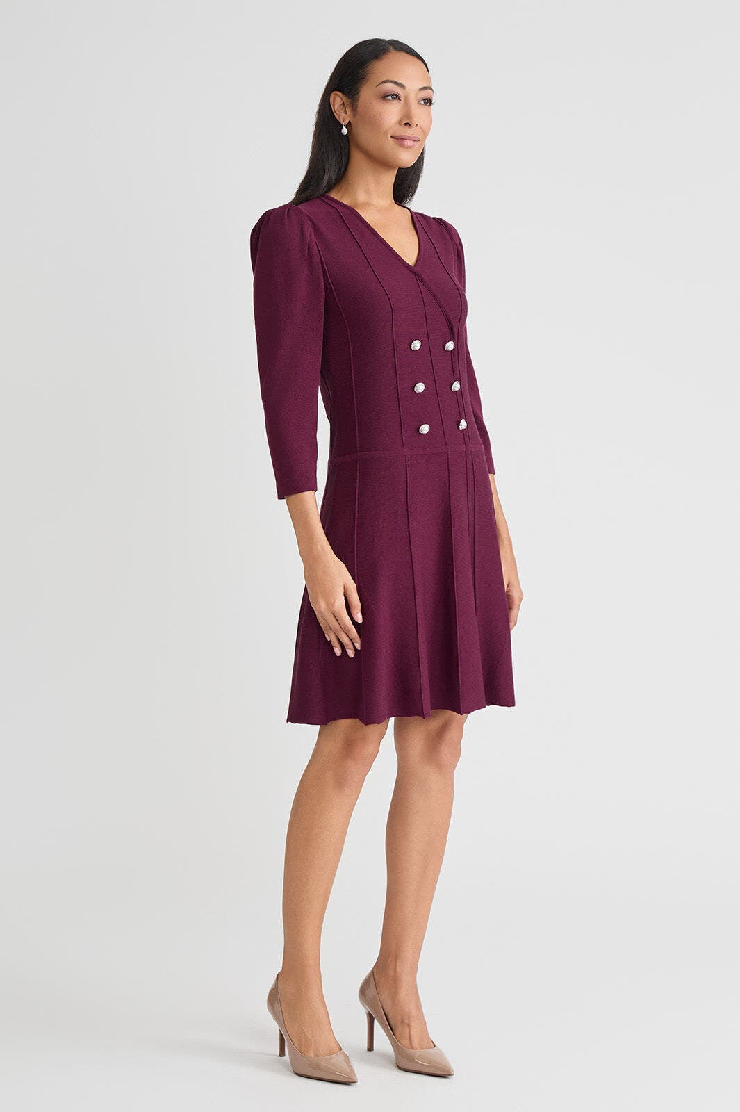 A-Line Faux Wrap Soft Knit Dress - image 2