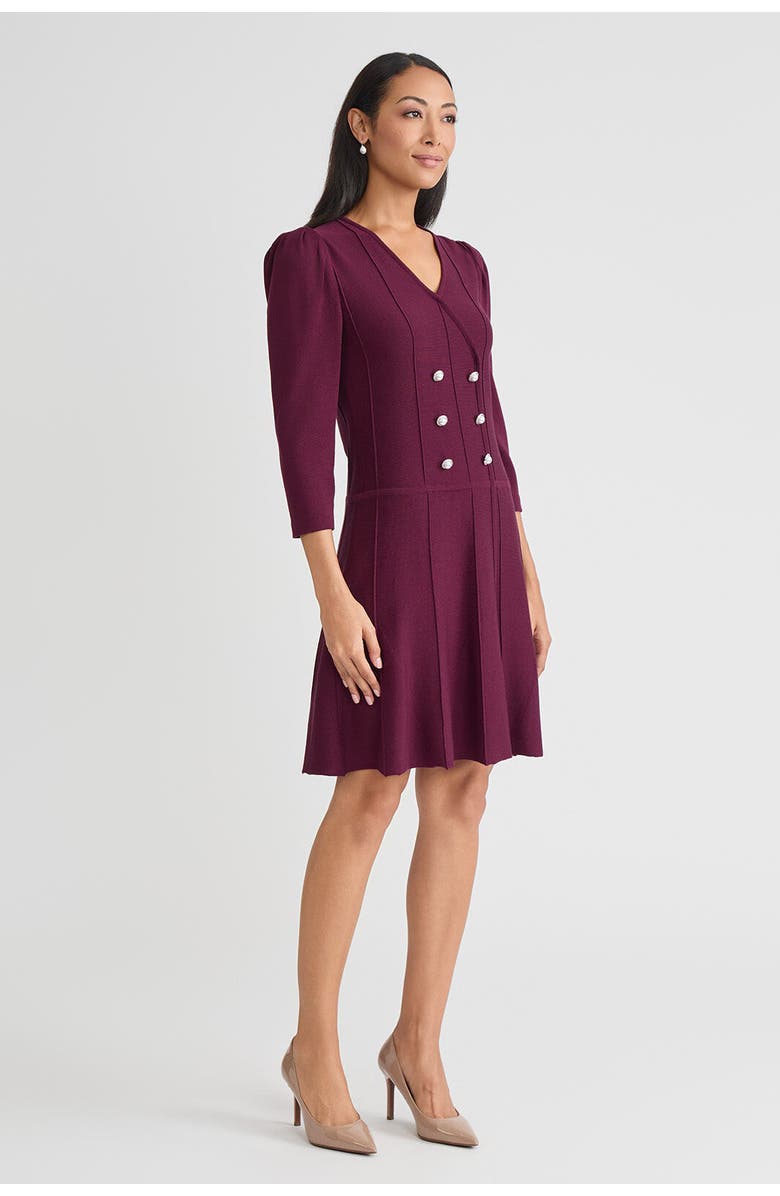 Ming Wang A-Line Faux Wrap Soft Knit Dress, Alternate, color, Midnight Violet