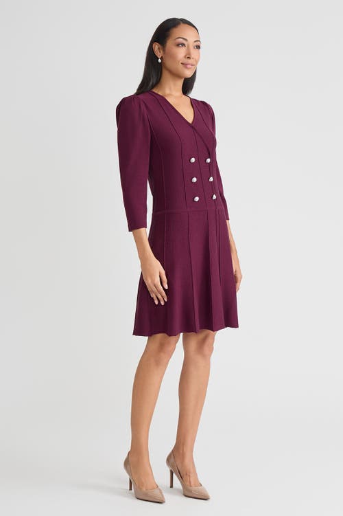 Ming Wang A-line Faux Wrap Soft Knit Dress In Purple