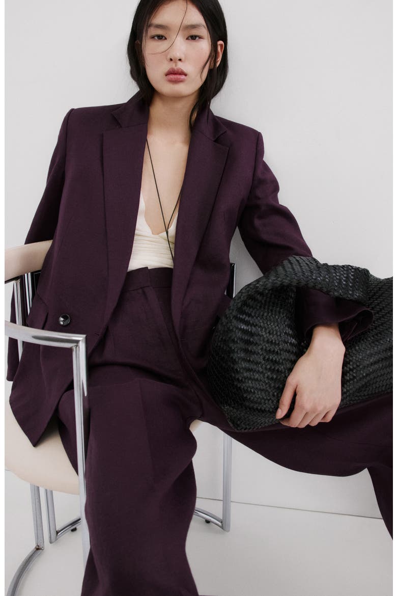 Linen Straight Leg Suit Pants, Alternate, color, PURPLE