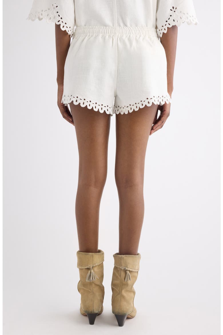Balyme Eyelet Detail Cotton Drawstring Shorts, Alternate, color, WHITE
