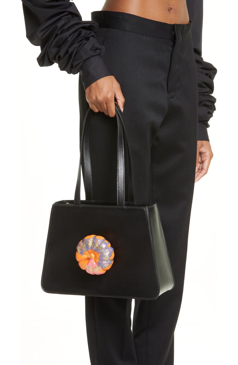 Puppets and Puppets Pumpkin Detail Leather Handbag, Alternate, color,