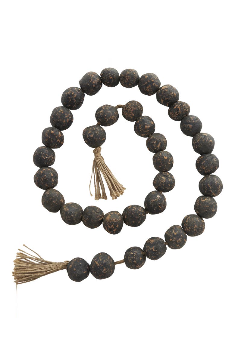 Bohemian Ceramic Beaded Tassel Garland, Main, color, BLACK