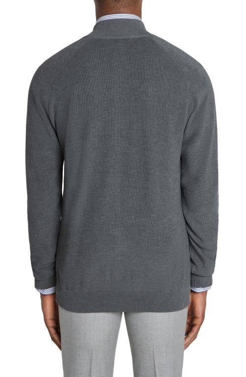 Jack Victor Murray Organic Cotton & Silk Zip Cardigan In Gray