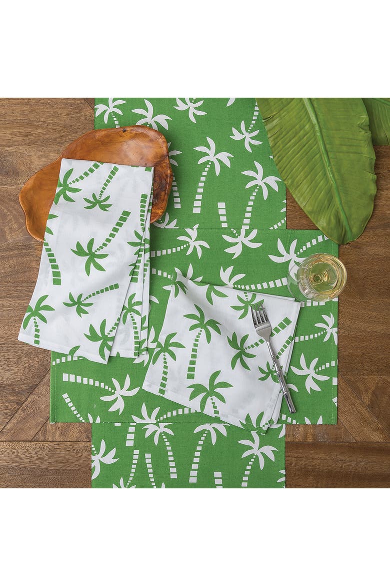 Beachy Palm Cotton Placemats Set of 6 13" x 19", Alternate, color, Green