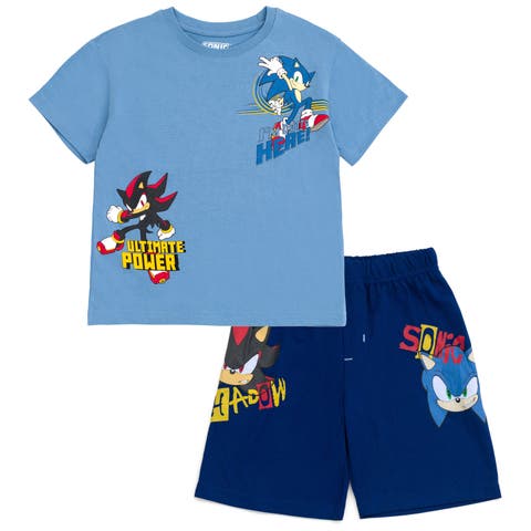 Back Print Short Sleeve Graphic T-Shirt and Mesh Short Outfit