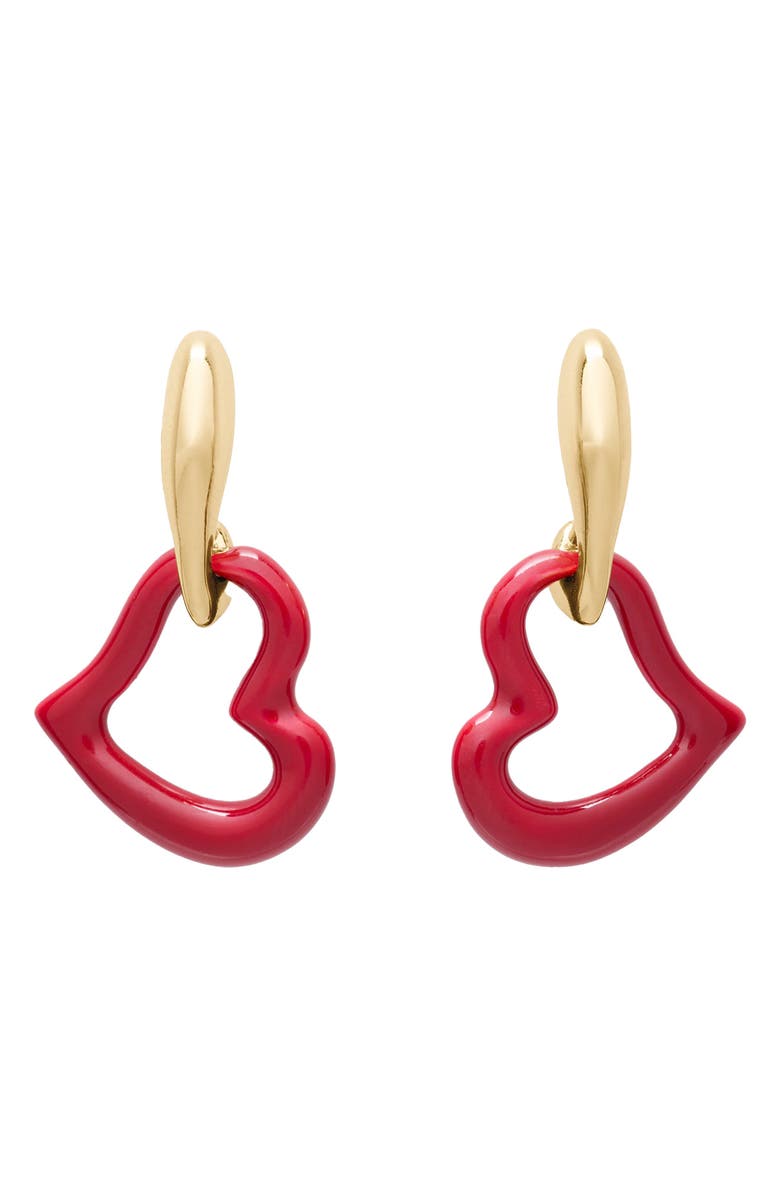 Kate Spade New York heart drop earrings, Main, color, Dark Scarlet