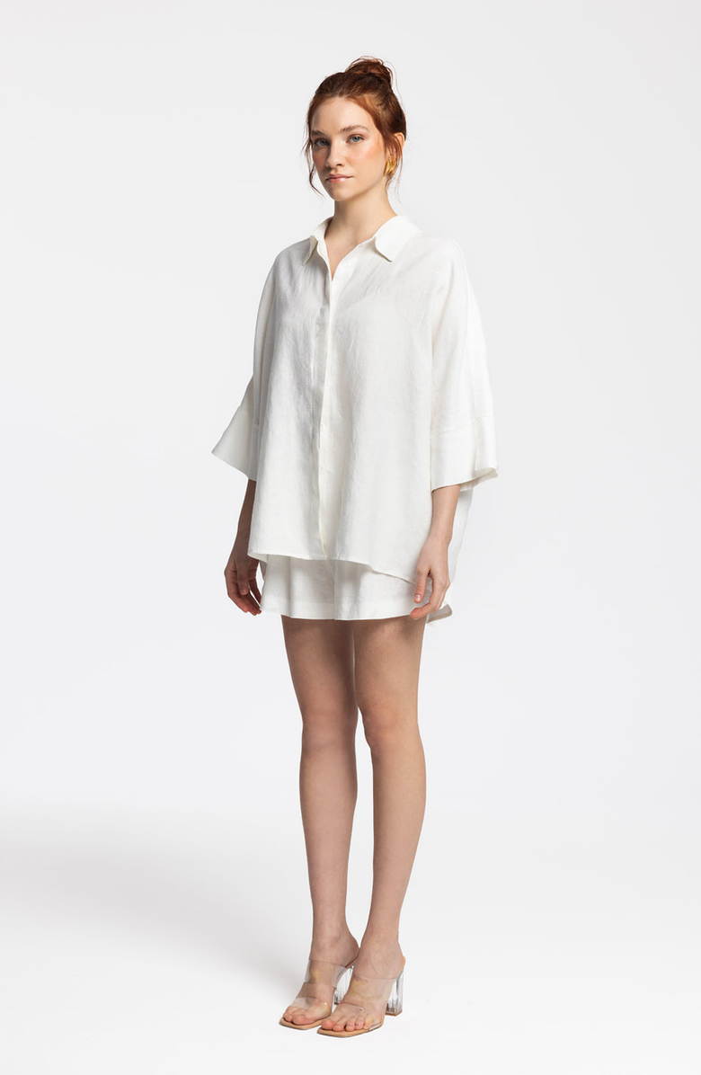 Monlicia Iyan Linen Shirt, Alternate, color, White