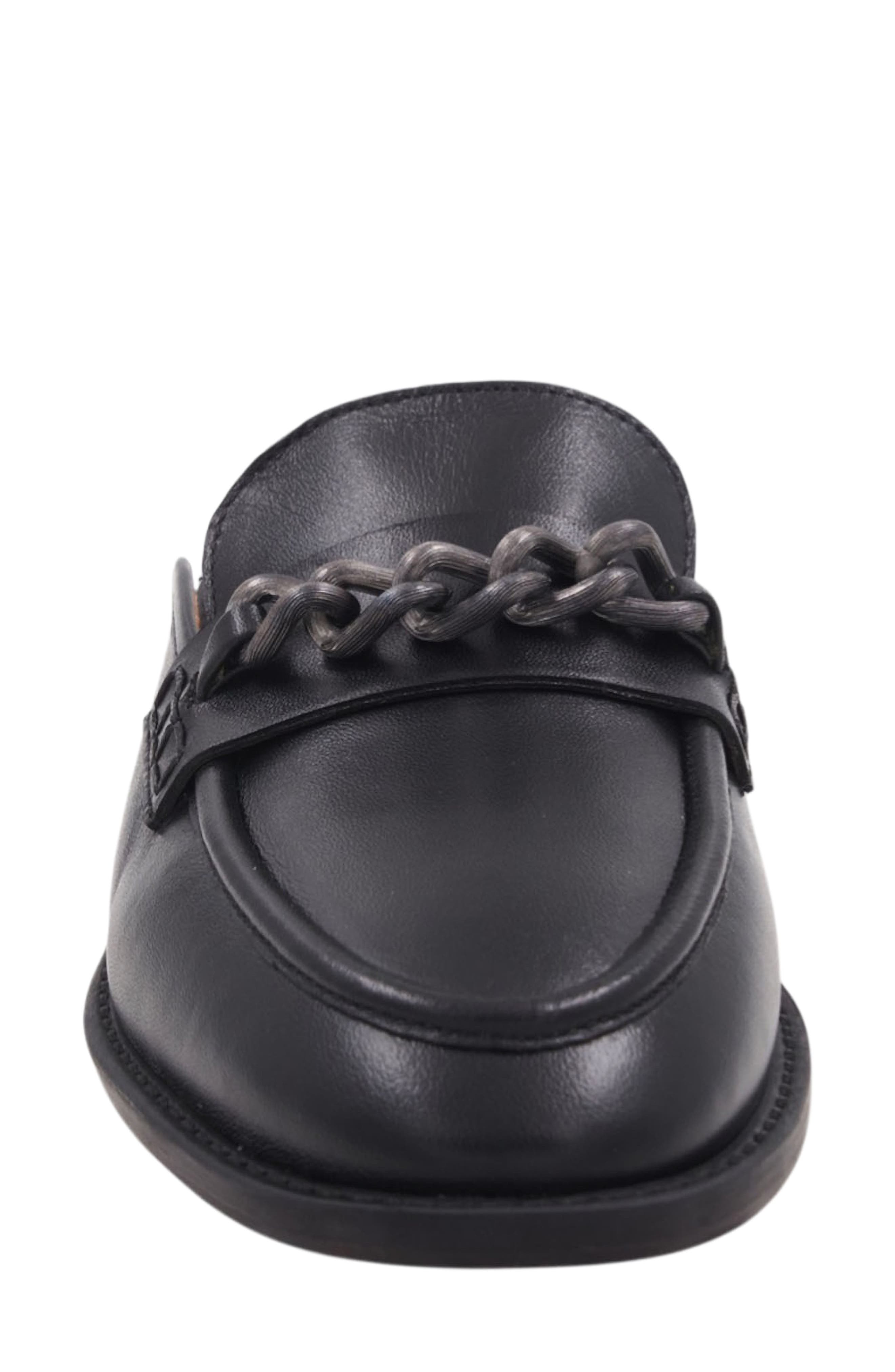 x Bre Tiesi Ruby Loafer Mule, Alternate, color, BLACK LEATHER