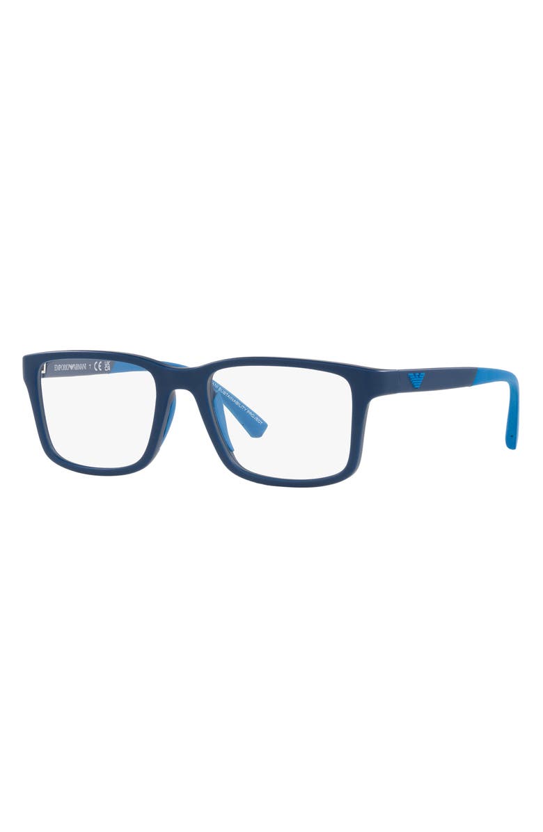 Emporio Armani Kids' 48mm Pillow Optical Glasses, Alternate, color, Matte Blue / Demo Lens