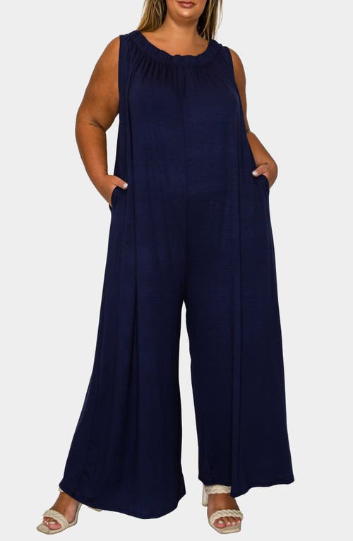 L I V D Olson Pocket Wide Leg Jumpsuit In Blue