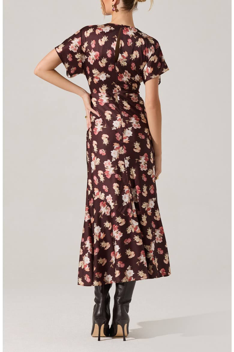 Talyha Floral Flutter Sleeve Maxi Dress, Alternate, color, BROWN FLORAL