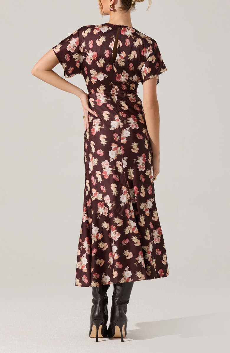 ASTR the Label Talyha Floral Flutter Sleeve Maxi Dress, Alternate, color, Brown Floral