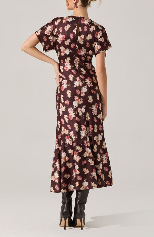 Astr The Label Talyha Floral Flutter Sleeve Maxi Dress In Brown