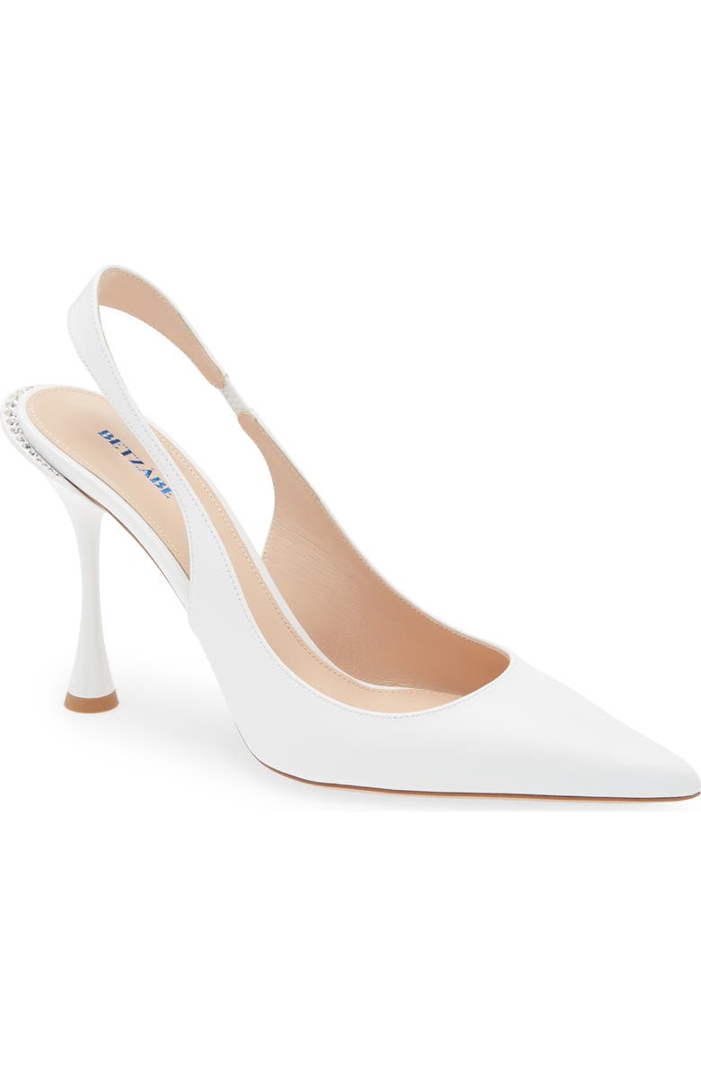BETZÁBE Eva Crystal Slingback Pump, Main, color, White Nappa
