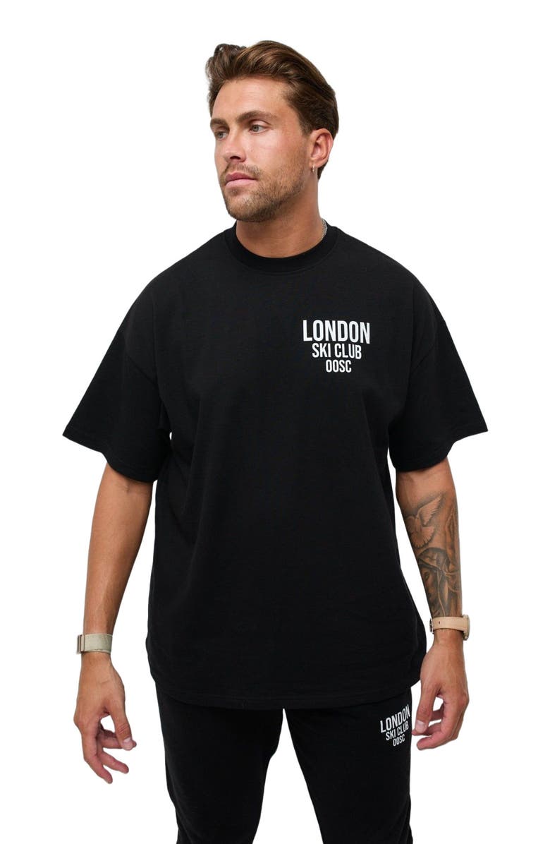 OOSC London Ski Club Oversize T-Shirt - Black, Alternate, color, 
